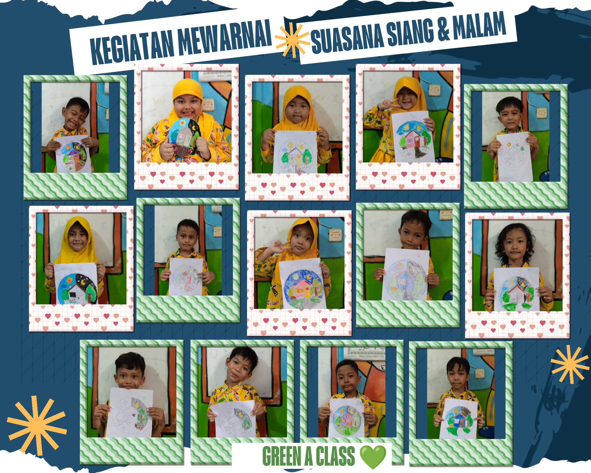 Green A "Kegiatan Mewarnai Gambar Suasana Siang & Malam hari"